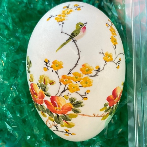 Hademade Other - Floral Decorative Egg with Bird Design